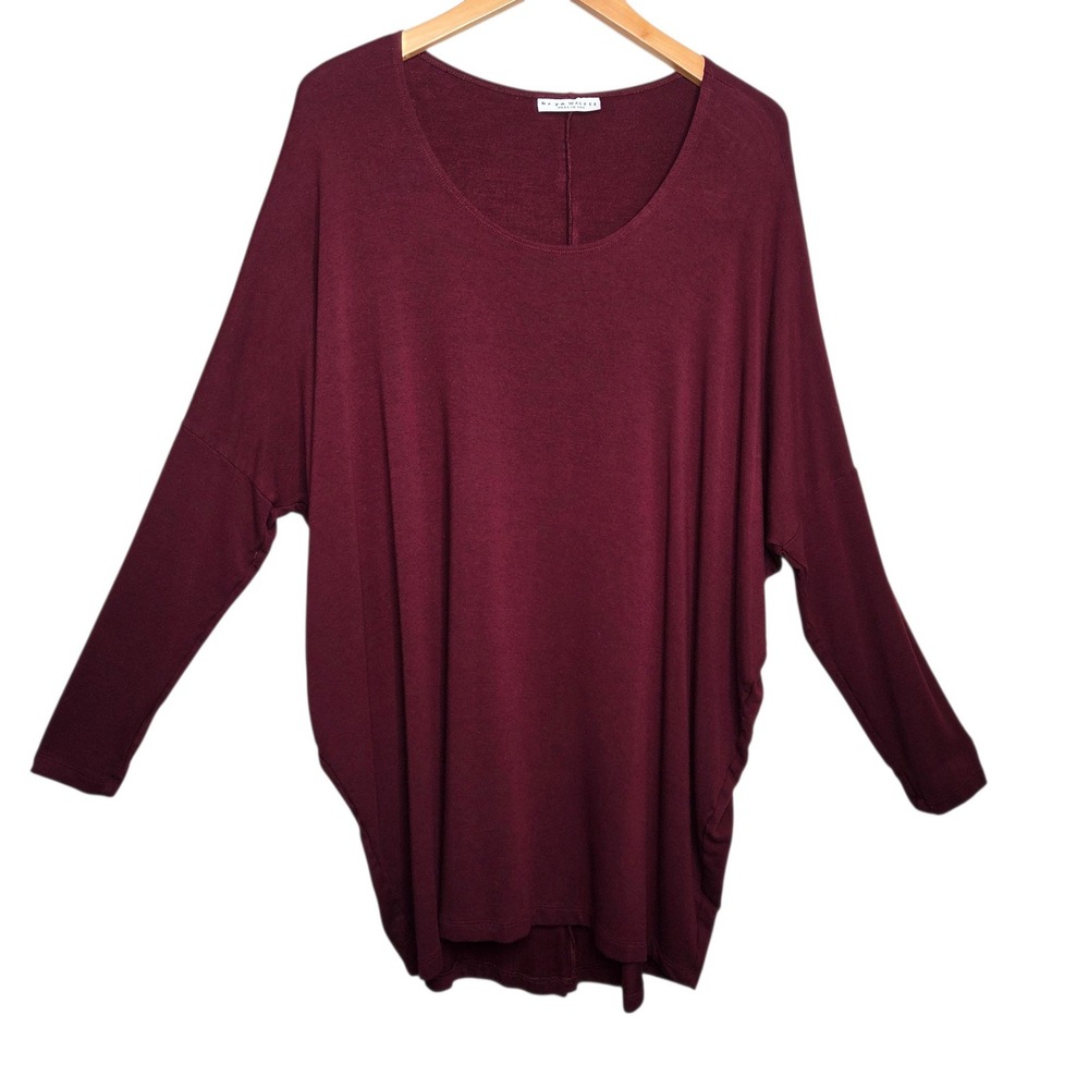 Bryn Walker Womens Burgundy Oversized Batwing Tunic Size M USA Lagenlook Comfort